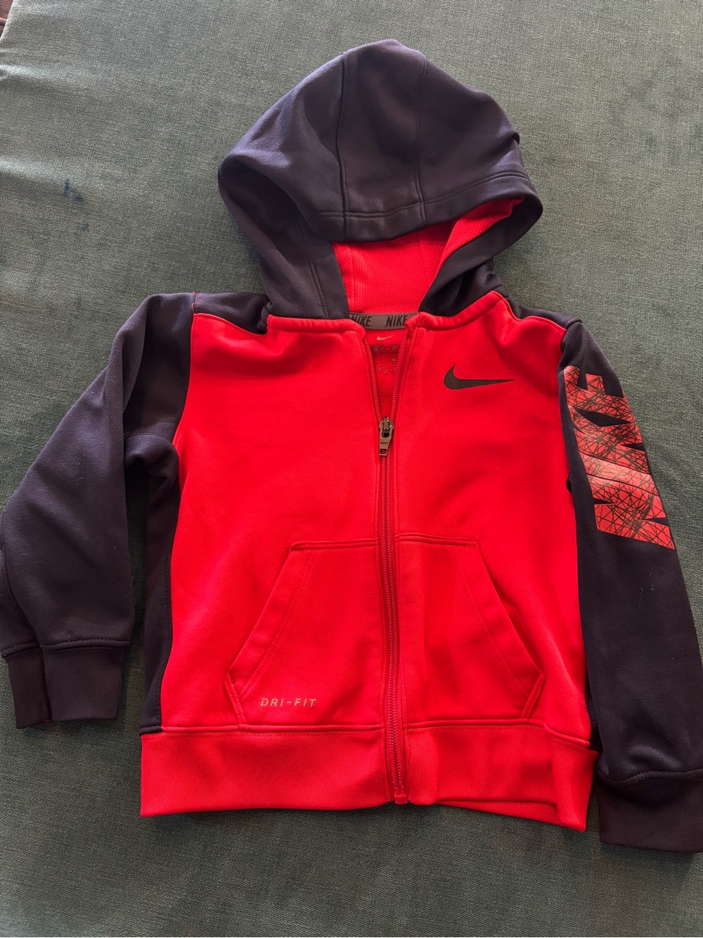 Nike Red and Black Dri-FIT Zip Hoodie for Kids